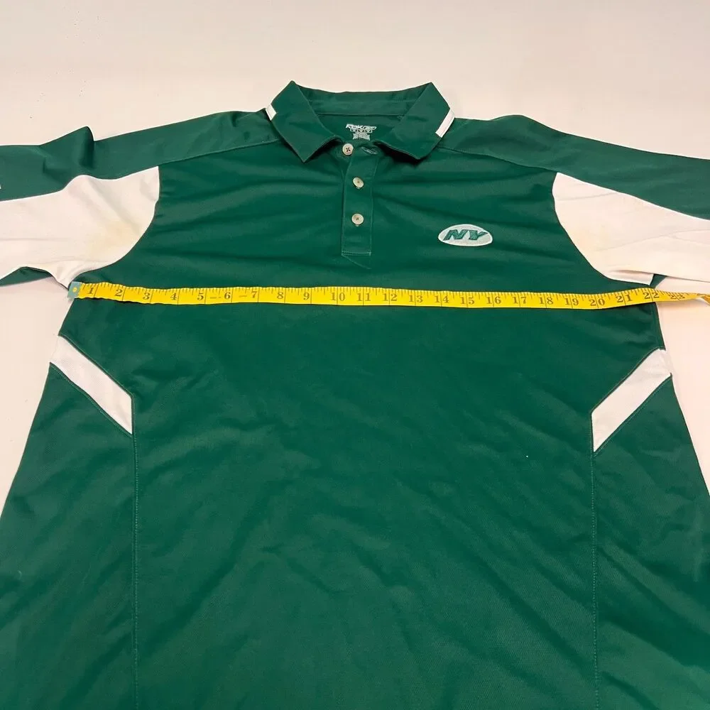 Reebok NFL New York Jets Sideline Polo Mens M Green Play Dry Coaches Golf Shirt